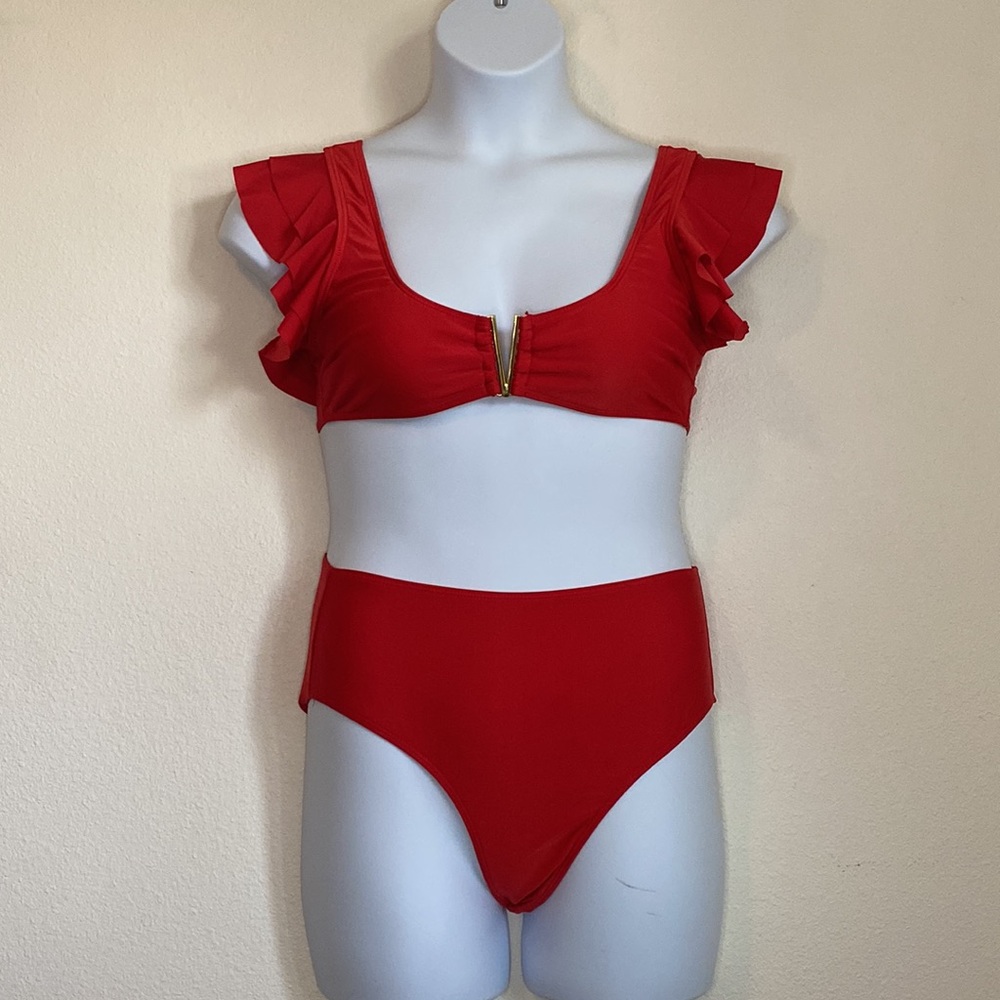 Red Ruffle Bikini 0X